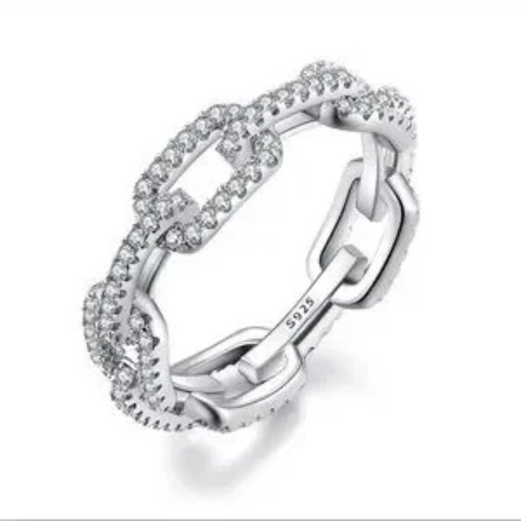 None Jewelry - NWOT 925 Sterling Silver Geometric Crystal Zircon Stackable Ring Size 6